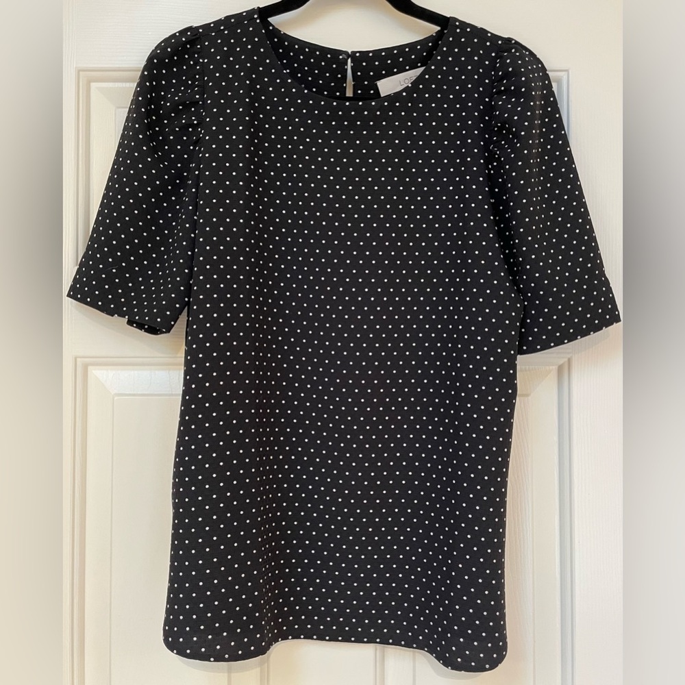 Loft, Polka Dot - Black and White Top. Size Small.